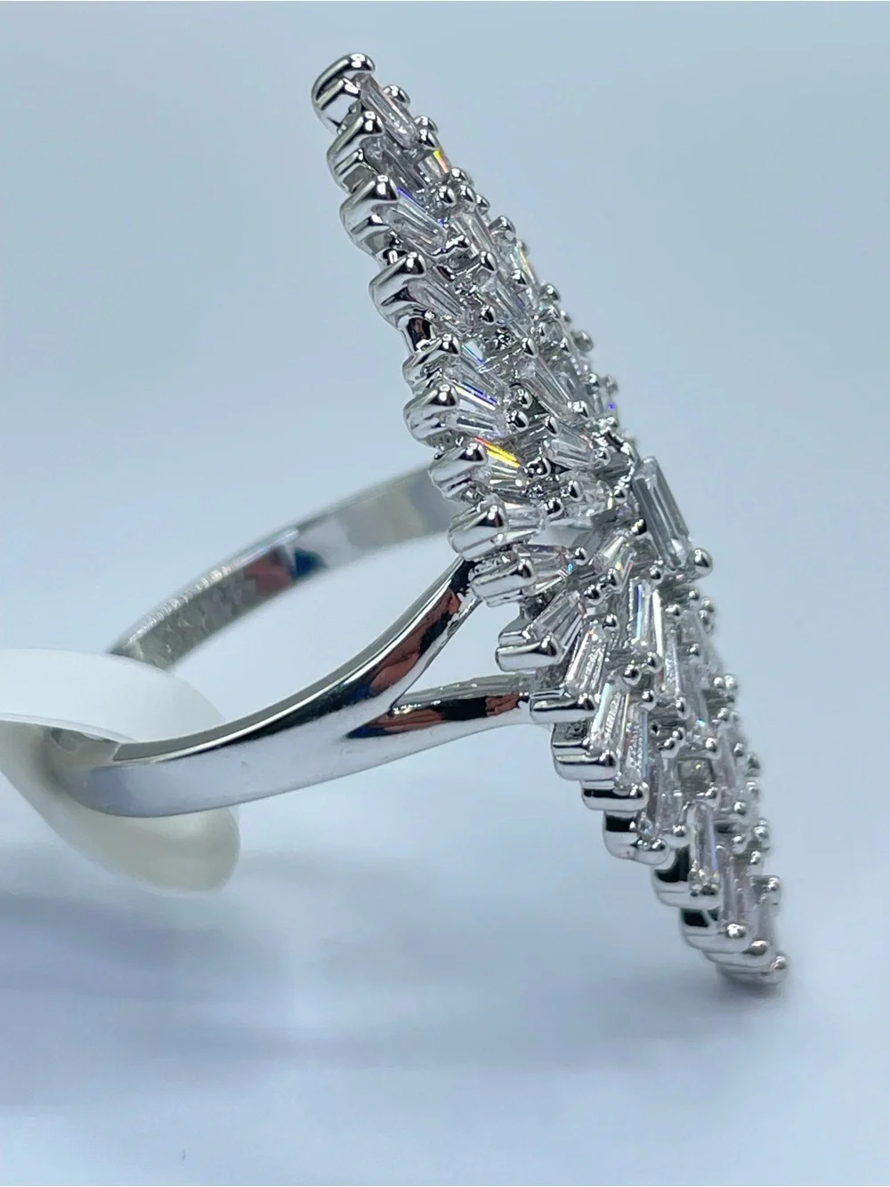 Swarovski Crystal Elements White Crystal Art Deco Statement Ring Sz 9 Bold